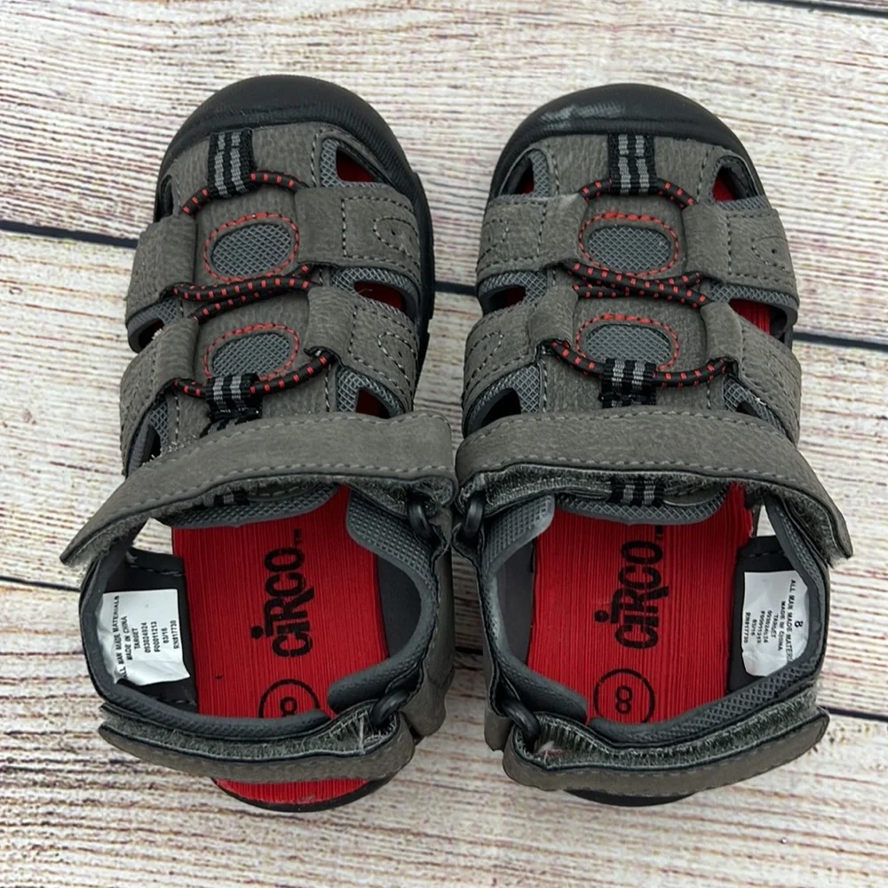 Circo Grey and Red Sandals Sz 8 NWOTs